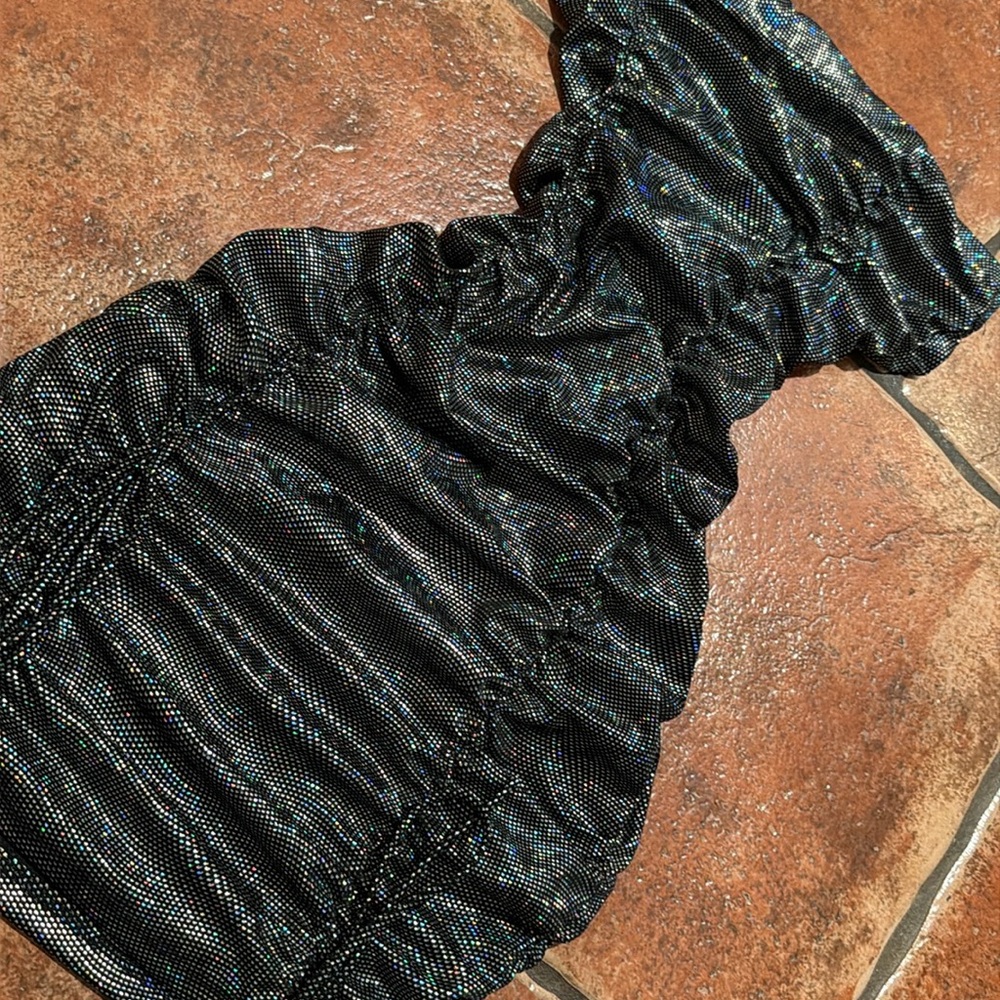 Shimmering Black Ruched Night Out Dress Small